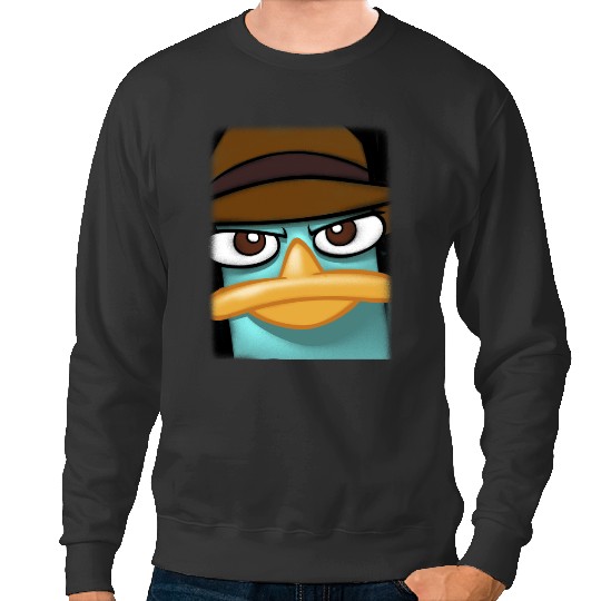 Disneys Phineas And Ferb Perry The Platypus Big Face Portrait Sweatshirts