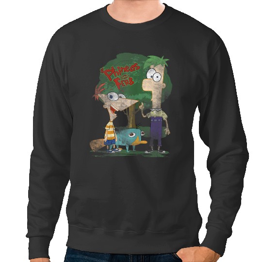Disneys Phineas And Ferb Hanging Out With Perry Distressed Sweatshirts