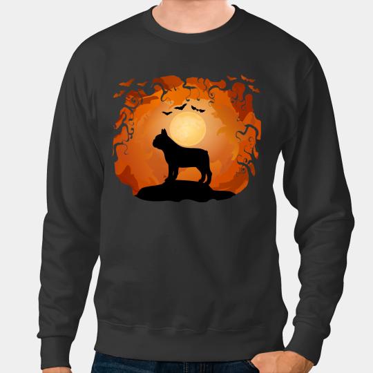 Discover French Bulldog Halloween Dog Lovers Funny Puppy Moon Costume Sweatshirts