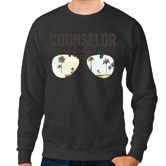 Discover School Counselor Off Duty Funny Summer Break Beach Vacation Trends Gift Sweatshirts
