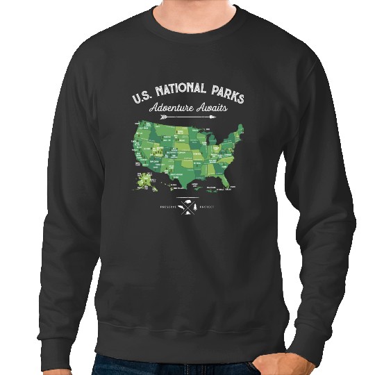 Discover National Park Map Vintage T Shirt - All 63 National Parks Gifts Men Women Kids Sweatshirts