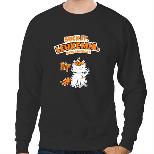 Discover Suck It Leukemia Unicorn Cat Butterfly Sweatshirts