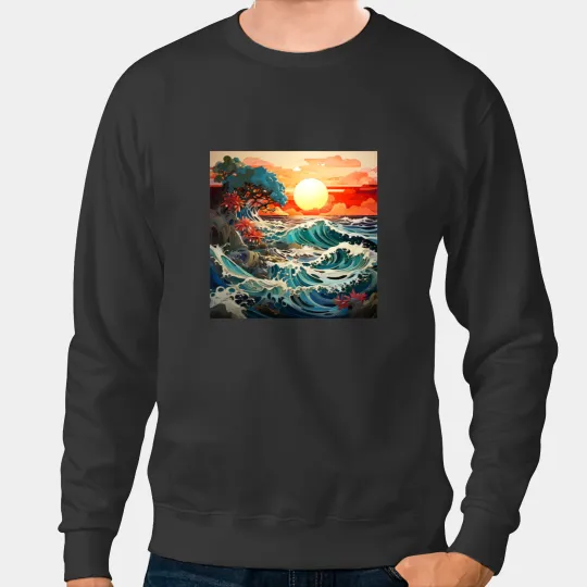 Discover Waves ocean sunset Posters and Art Prints Sweatshirts