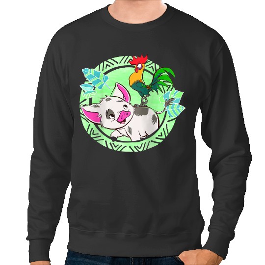 disneys Moana Pua Hei Hei Tribal Distressed Frame Portrait  gifts Sweatshirts