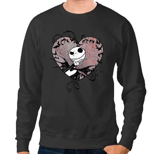 disneys Nightmare Before Christmas Valentines Jack Bat Heart Sweatshirts