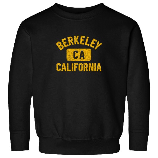 Berkeley CA California Gym Style Distressed Amber Print Sweatshirt