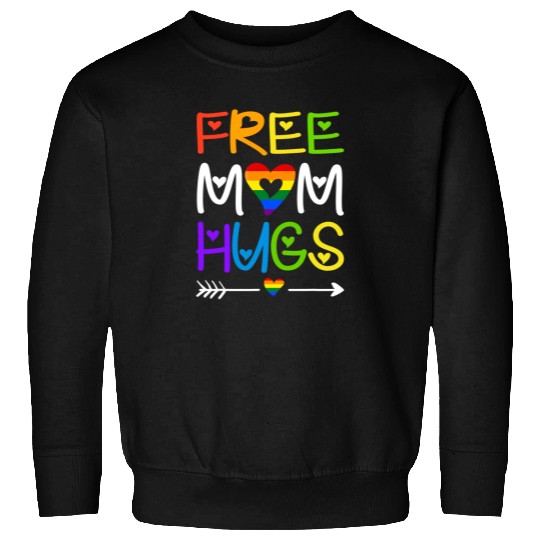 Free Mom Hugs Sweatshirt Rainbow Heart LGBT Pride Month Sweatshirt
