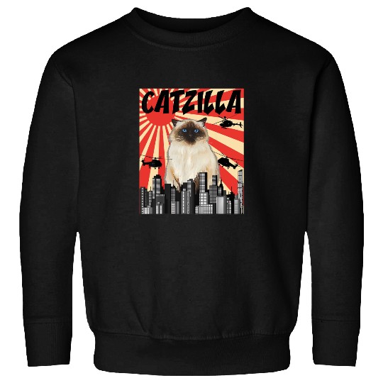 Retro Japanese Catzilla Himalayan Cat Sweatshirt