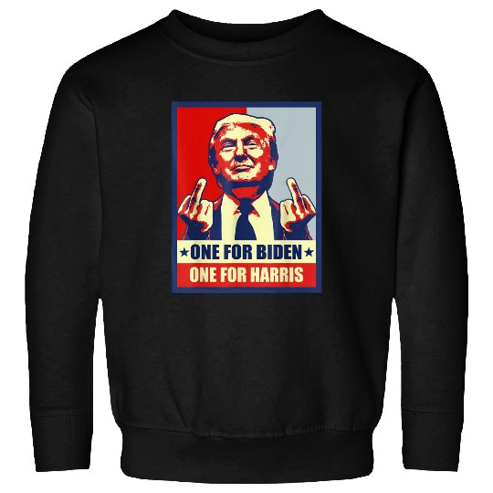 Trump Middle Finger Biden Harris Republican American Flag Sweatshirt