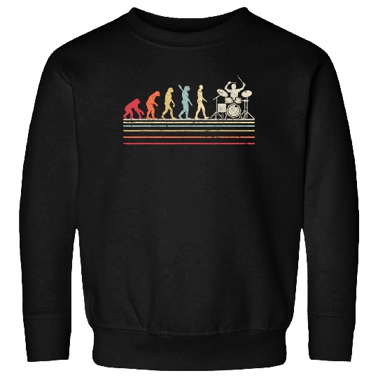 Funny Drummer Sweatshirt. Retro Vintage Evolution Of Man Sweatshirt