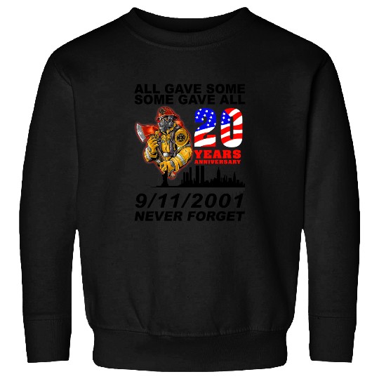 Never Forget 9-11-2001 20th Anniversary Firefighters Sweatshirt