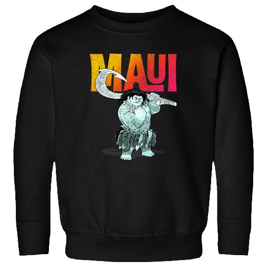 Disney Moana Maui Gradient Text Tough Pose Portrait Sweatshirts