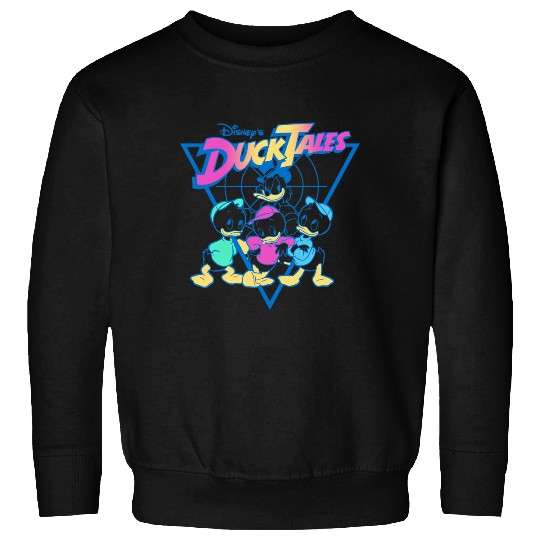 Disney DuckTales  Neon Outlines Group Shot Distressed Sweatshirts