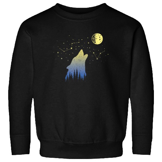 Wolf Howling at Stars Constellations and Moon Sweatshirt
