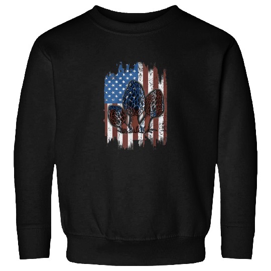 Morel Mushroom Hunter Patriotic USA Flag Sweatshirt