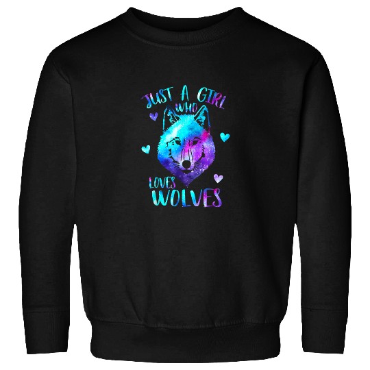 Just a Girl Who Loves Wolves Themed Galaxy Space Wolf Sweatshirt