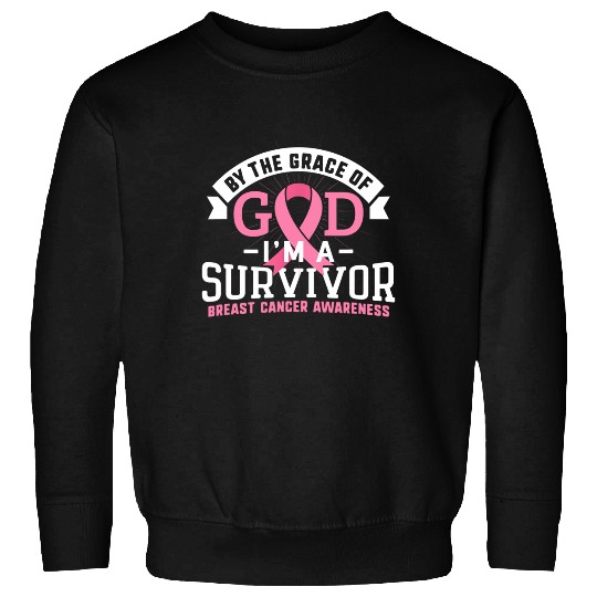 Breast Cancer Survivor Support Pink Ribbon Grace God Sweatshirt