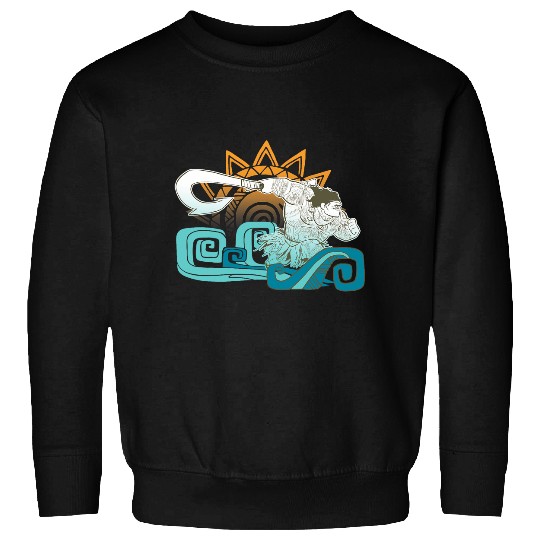 Disney Moana Maui Hook Surf and Sun Gradient Graphic Sweatshirts