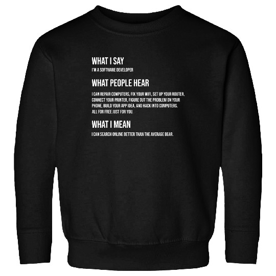 I'm a Software Developer What I Say What I Mean Sweatshirt