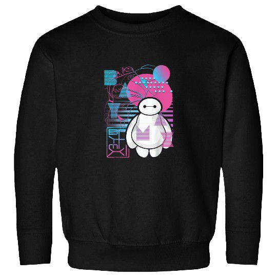 Disney Big Hero 6 Baymax Neon Blue Print Schemat Sweatshirts