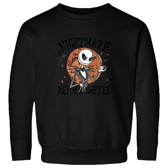 Jack Skellington Nightmare Before Coffee Sweatshirts, Disney Halloween Sweatshirts