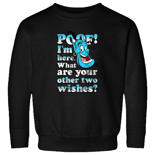 Disney Aladdin Genie POOF! 2 Wishes Gradient Text Portrait Sweatshirts