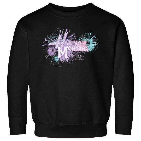 Disneyss Hannah Montana Iconic Floral Big Chest Text Logo Sweatshirts