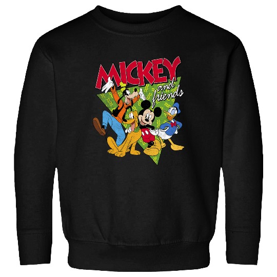 Disney Mickey And Friends Group Shot Patterned Portrait Sweatshirts