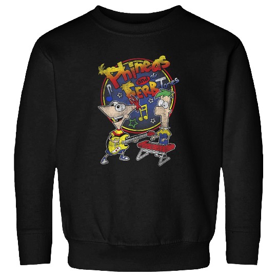 Disneyss Phineas And Ferb tones Distressed Band Logo Sweatshirts
