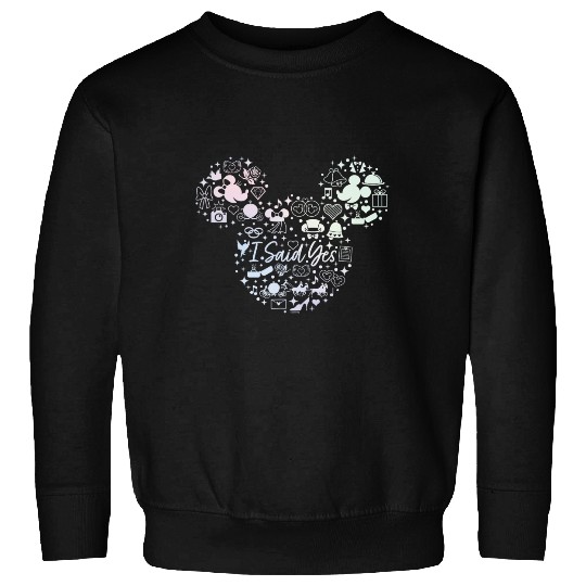 Disney I Said Yes Engagement Proposal Mickey Head Icon Sweatshirts