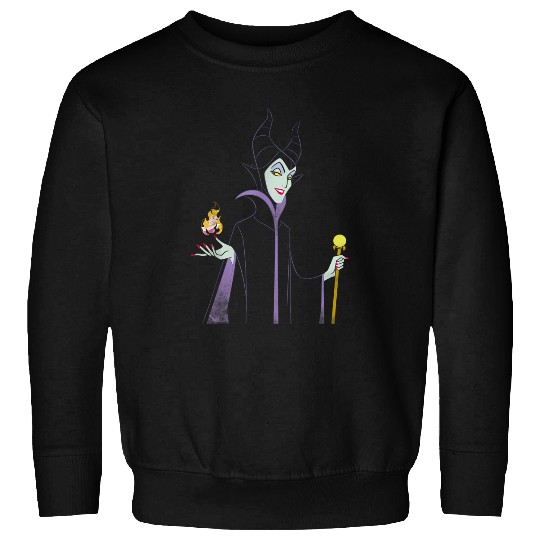 Disneyss Sleeping Beauty Maleficent Outline Flame Sweatshirts