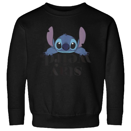 Disneyss Lilo Stitch Stay Weird Upside Down Text Logo Sweatshirts