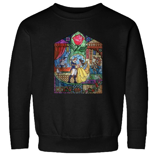 Disneyss Beauty And The Beast Enchanted Stained Glass Window Sweatshirts