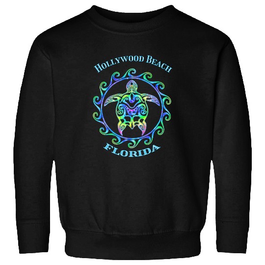 KV9 Turtle Hollywood Beach Florida Vacation Colorful Turtle Sweatshirts