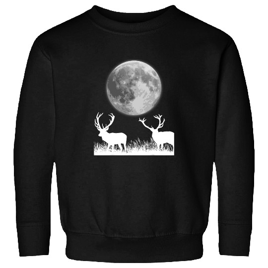 Deers Cool Deer Or Elk Under The Moon For Hunters Nature Lovers Sweatshirts