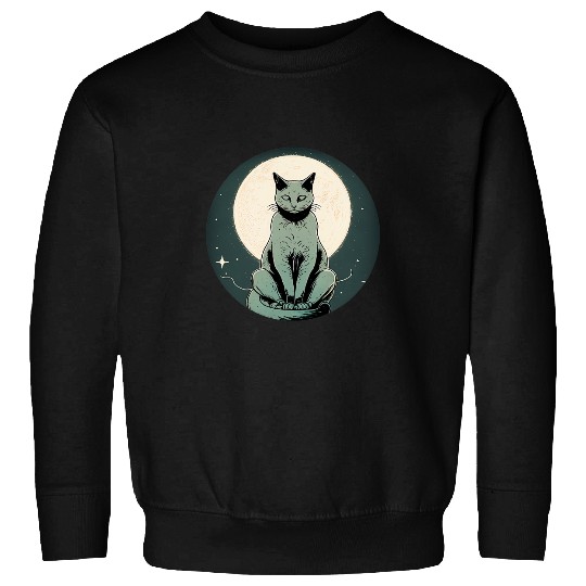 black cats Paws Stylish Midnight Moon Cat Sweatshirts
