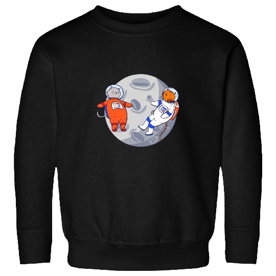 Cat Paws And Funny Two Cats Astronauts On Moon Sweatshirts