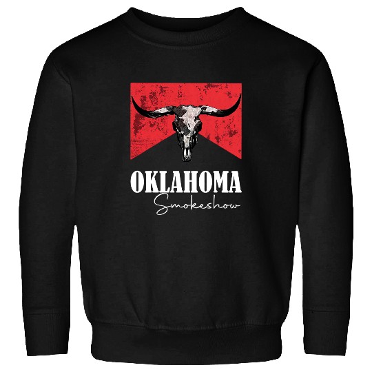 Cattle Cow Boho Bull Skull Cow Oklahoma Smokeshow Western Country Sweatshirts