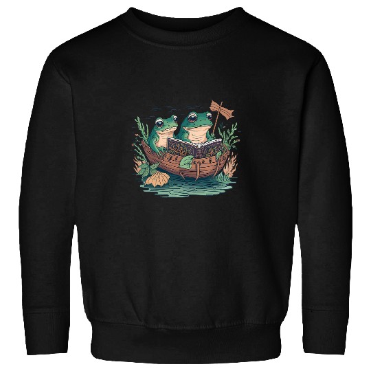 Frog Gift Book Funny Retro Frog Toad Cottagecore Aesthetic Book Lover Sweatshirts