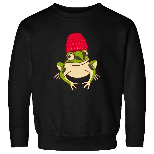 Frog Gift With Raspberry Hat Amphibian Tadpole Frog Lover Sweatshirts