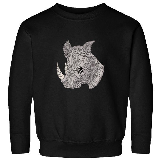 Rhino Gift Patterned exotic rhino artwork grey black Mehndi Sweatshirts