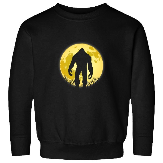 Scary Cryptid ghosts Forest a yellow Full Moon with Bigfoot Sweatshirts