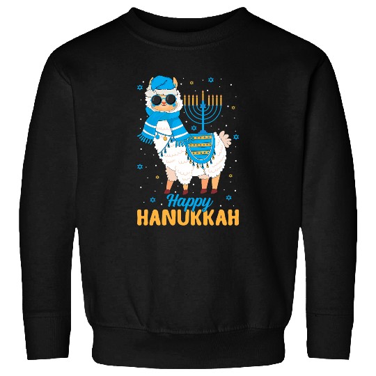 Lama Llama Funny Jewish Alpaca Llama Menorah Happy Hanukkah Chanukah Sweatshirts