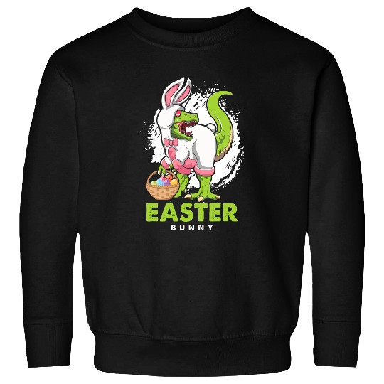 Dinosaur Dino Christian Happy Easter Bunny TRex Dino Rabbit Egg Hunt Religion Jesus Sweatshirts