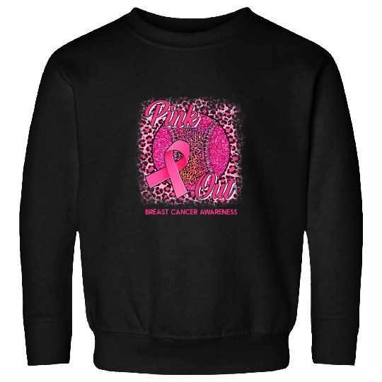 Baseball Gift Leopard Pink Out Baseball Tackle Breast Cancer Awareness 3 Sweatshirts