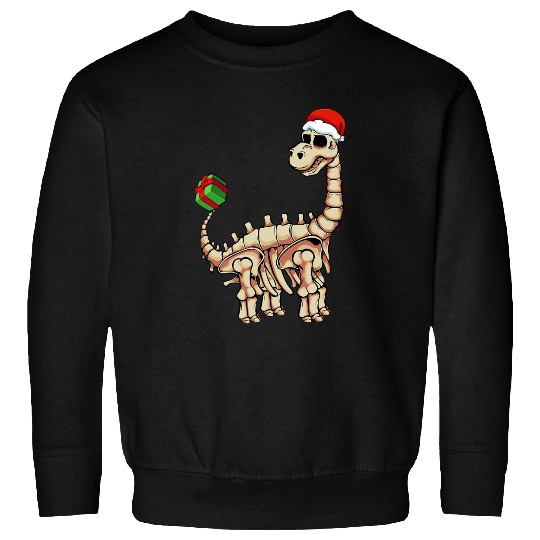 Dinosaur Dino Dino Skull Santa Hat Christmas Pajama Brontosaurus Sweatshirts
