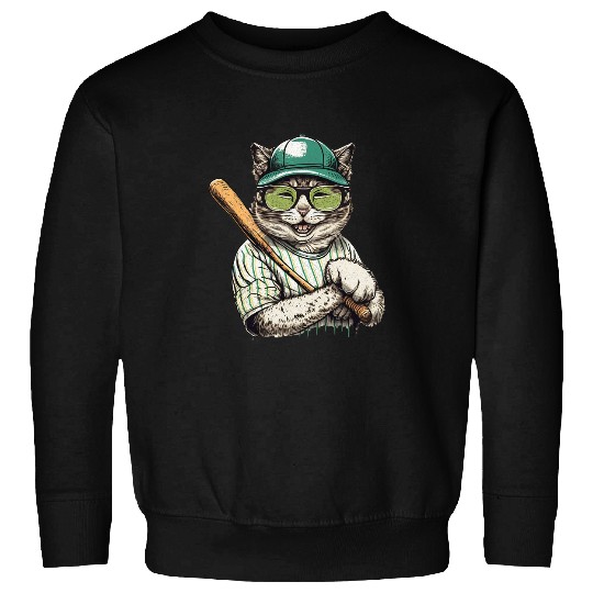 Cat Paws vintages Cat Playing Baseball Baseball Bat Kitties Lover Sweatshirts