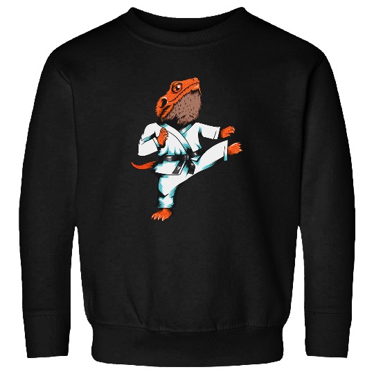 Bearded Dragon Lizard Doing Karate Sport Ninja Chameleon Sweatshirts