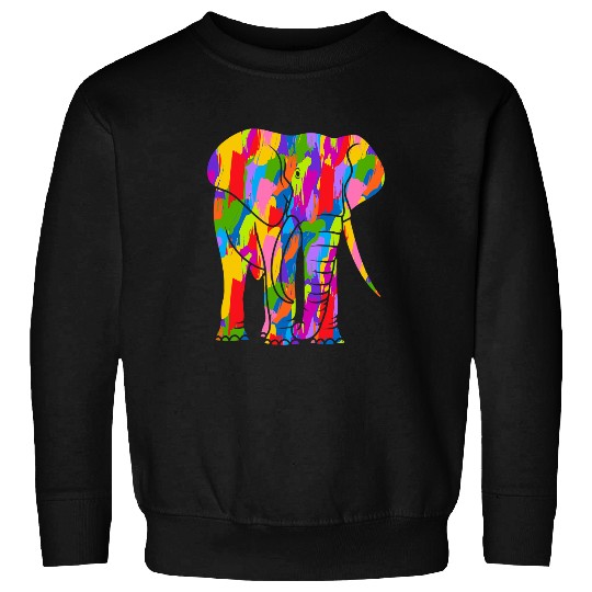 Elephants Lover Art Rainbow Color Animal Art Sweatshirts