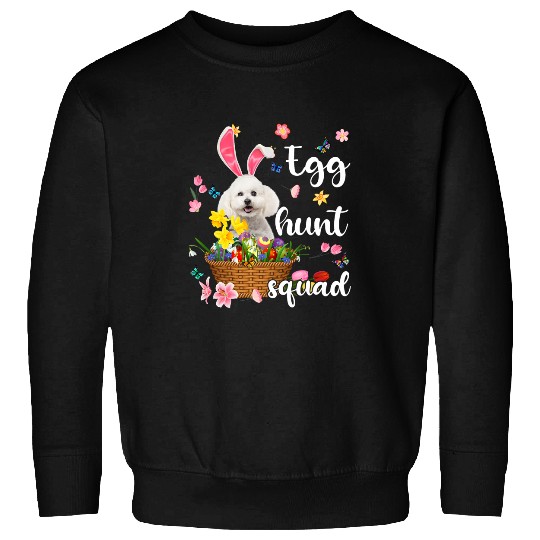 Dog Bichon Frise Happy Easter Day Easter Colorful Egg Hunt Sweatshirts